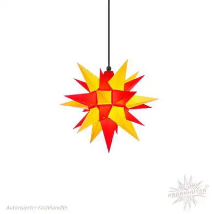 Herrnhuter Stern A4 Ø 40 cm Kunststoffstern - gelb/rot Wunderschöner und sehr hochwertiger Weihnachtsstern für Innen und Außen - das Original mit 25 Zacken